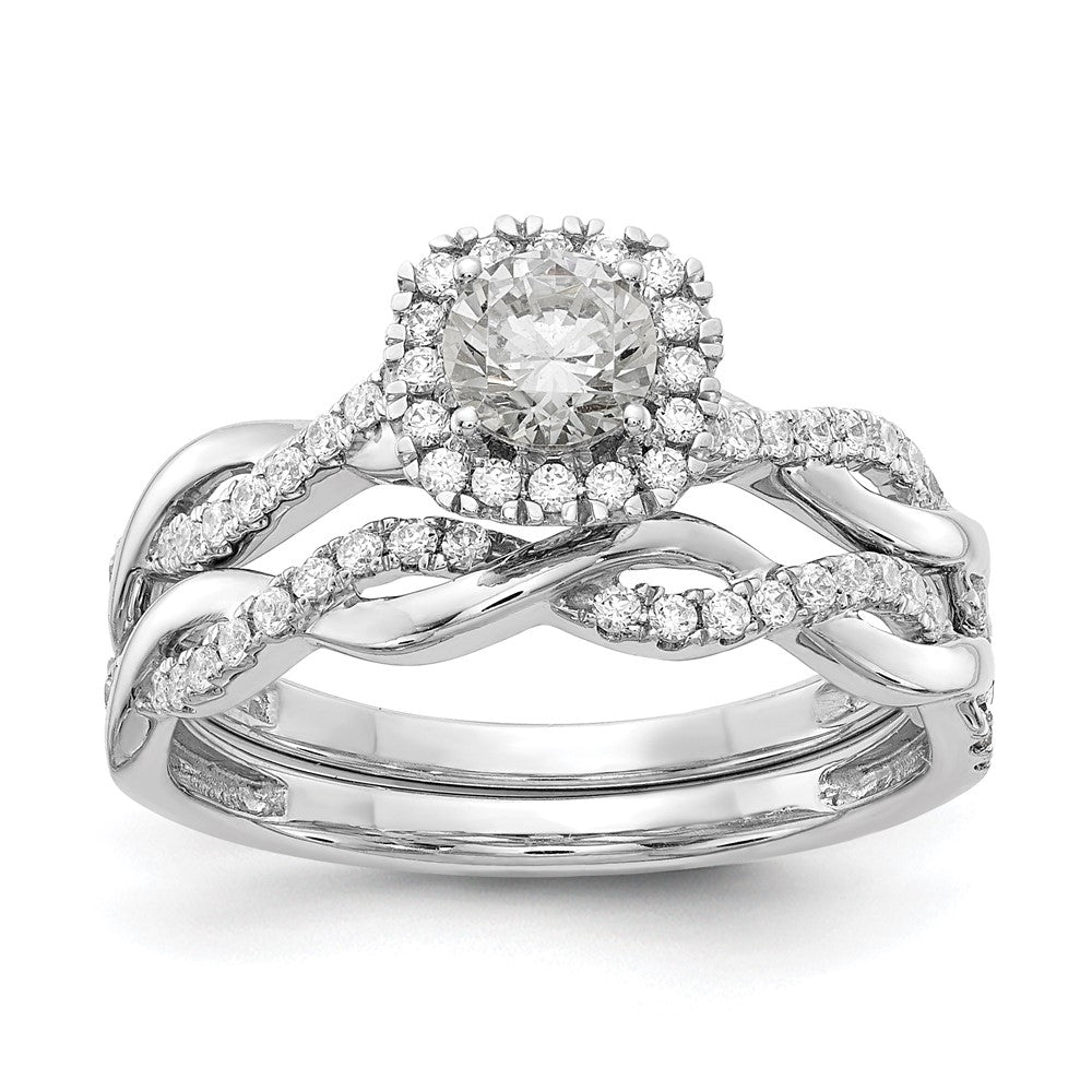 Exclusive 14K White Gold Halo Twist Engagement Ring Semi-Mount for 3/8 Carat, Stylish 1/4 Carat Diamond Accents