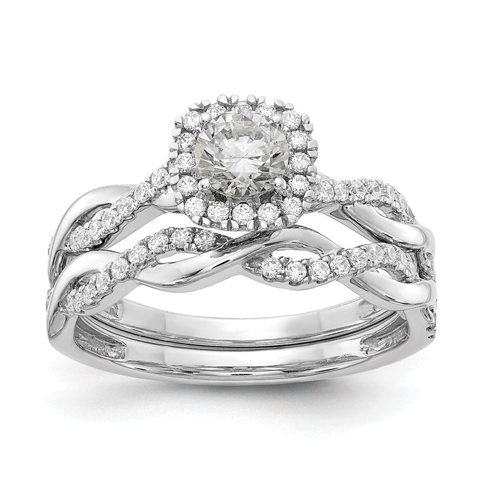 Exclusive 14K White Gold Halo Twist Engagement Ring Semi-Mount for 3/8 Carat, Stylish 1/4 Carat Diamond Accents-7
