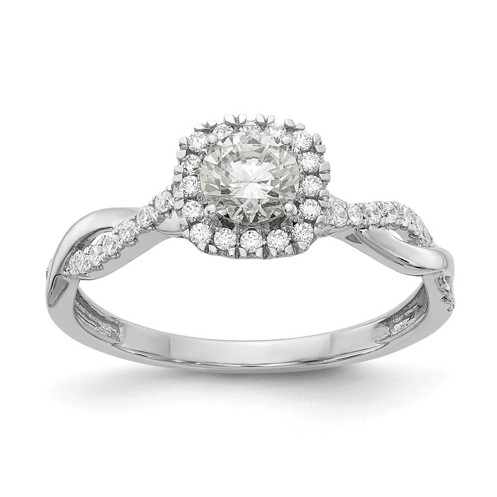 Exclusive 14K White Gold Halo Twist Engagement Ring Semi-Mount for 3/8 Carat, Stylish 1/4 Carat Diamond Accents