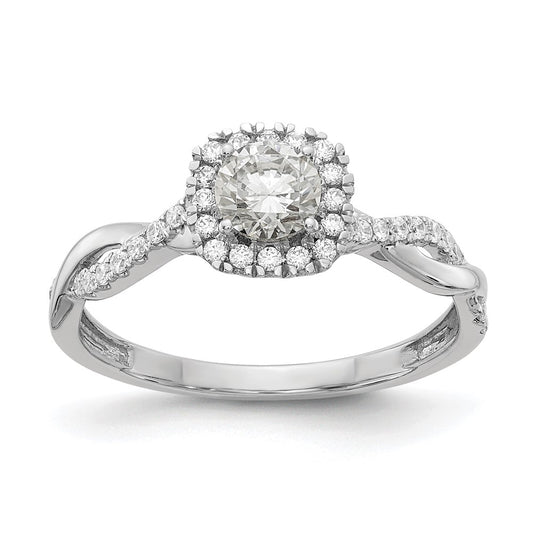 Exclusive 14K White Gold Halo Twist Engagement Ring Semi-Mount for 3/8 Carat, Stylish 1/4 Carat Diamond Accents