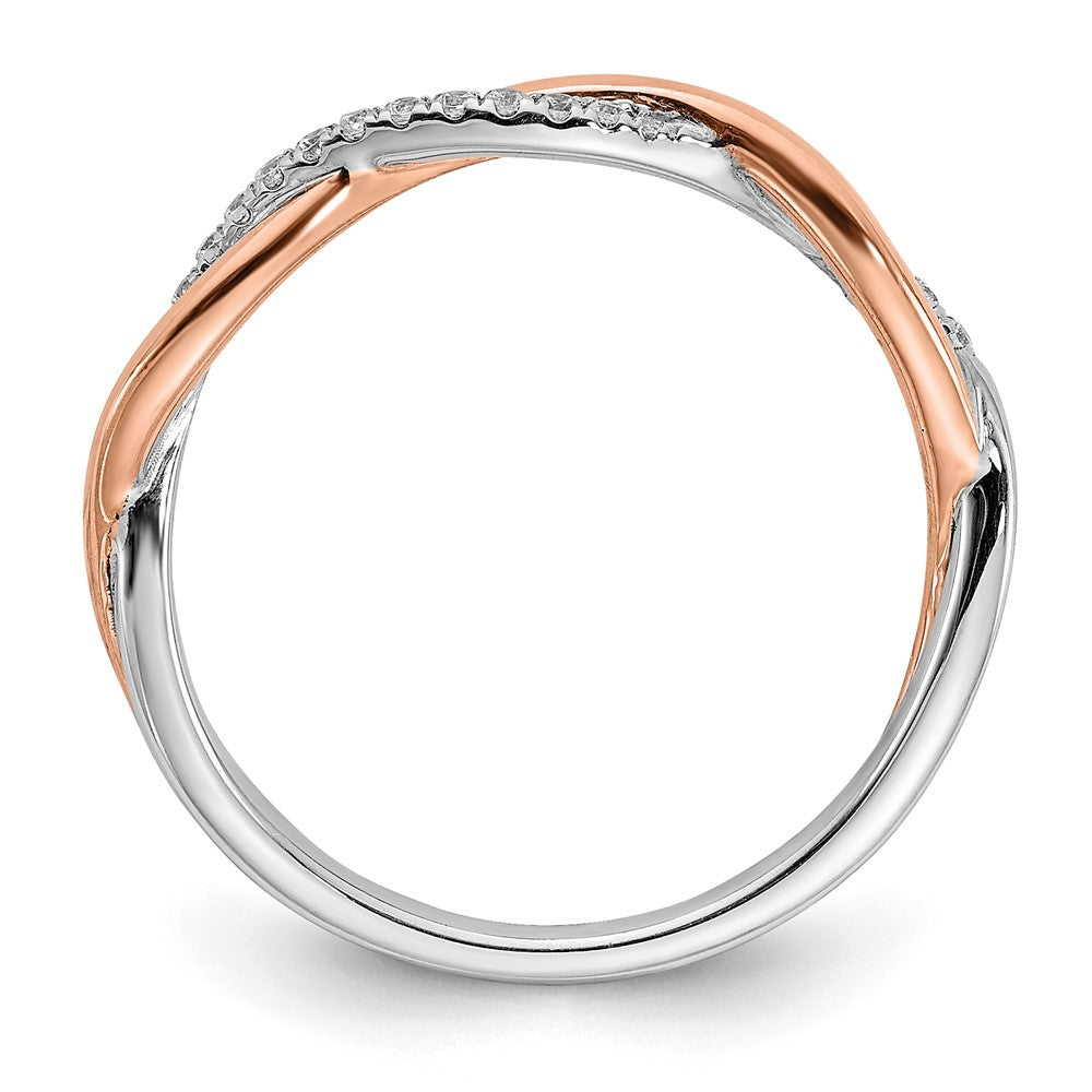 Buy Stylish 14K White & Rose Gold Criss-Cross Wedding Band, 1/10 Carat Diamonds