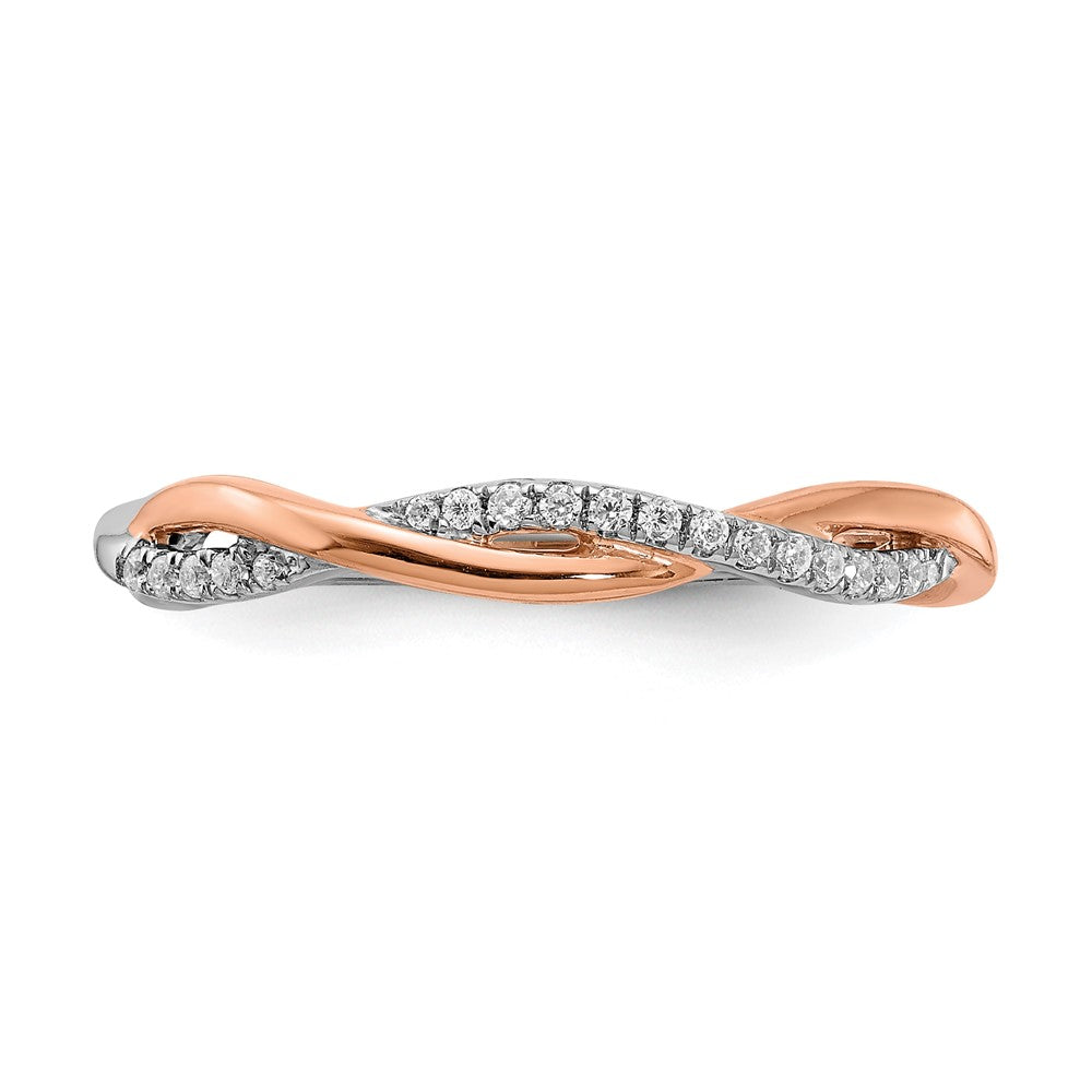 Buy Stylish 14K White & Rose Gold Criss-Cross Wedding Band, 1/10 Carat Diamonds