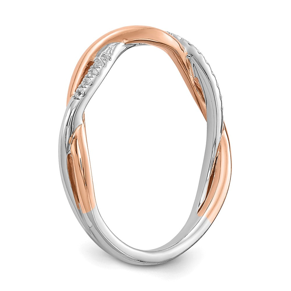 Buy Stylish 14K White & Rose Gold Criss-Cross Wedding Band, 1/10 Carat Diamonds
