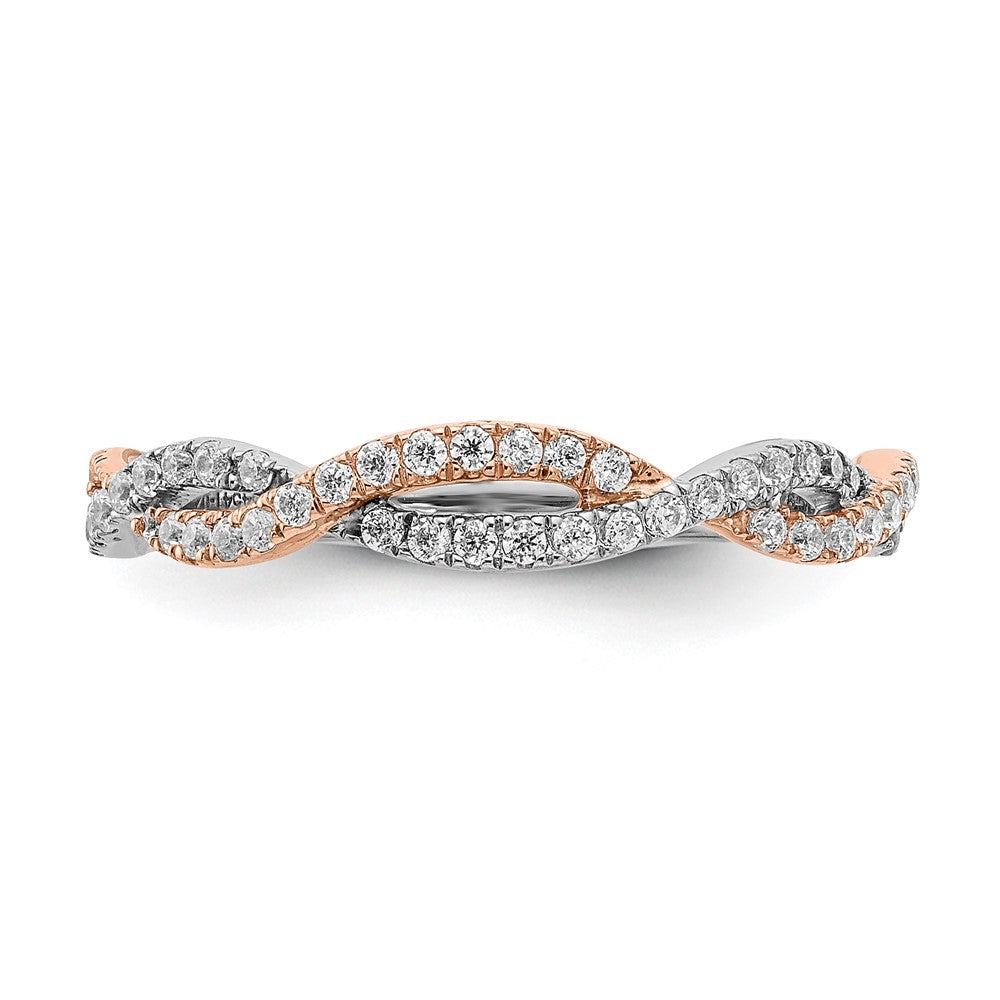 Buy Exclusive 14K White & Rose Gold Criss-Cross Diamond Wedding Band - 1/4 Carat