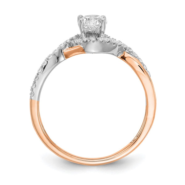 14K White & Rose Gold Criss-Cross Engagement Ring, 1/5 ct Diamond