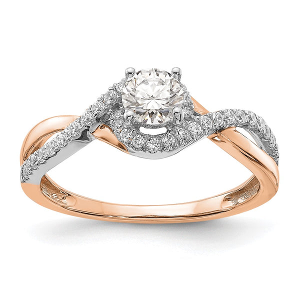 14K White & Rose Gold Criss-Cross Engagement Ring, 1/5 ct Diamond