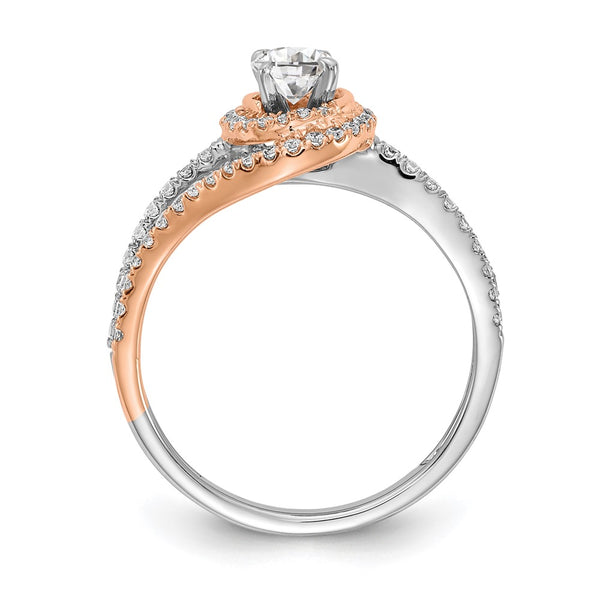 14K White & Rose Gold Halo Engagement Ring Semi-Mount