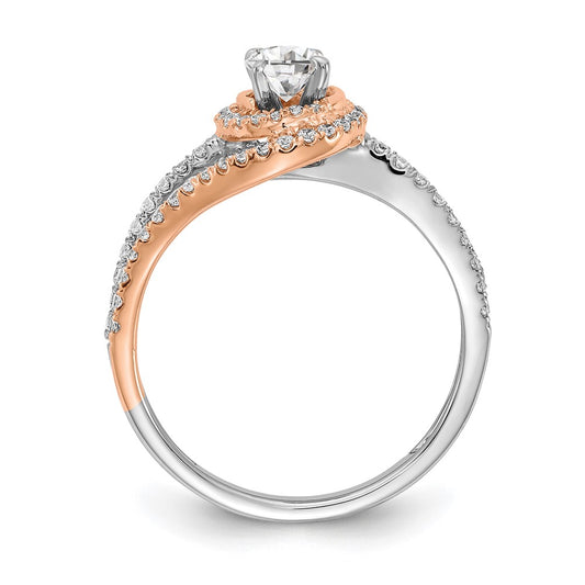 Buy High-Quality 14K White & Rose Gold Halo Engagement Ring Semi-Mount
