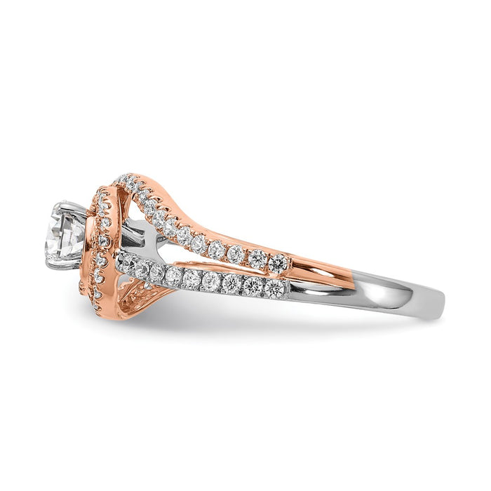 Buy High-Quality 14K White & Rose Gold Halo Engagement Ring Semi-Mount-3
