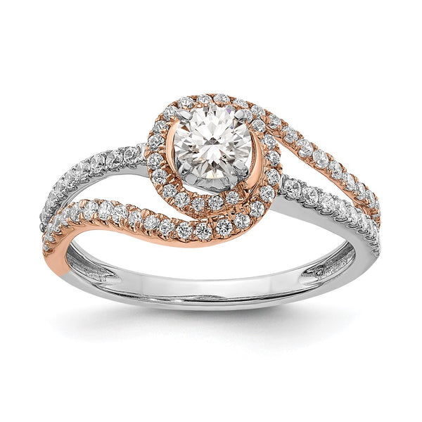 14K White & Rose Gold Halo Engagement Ring Semi-Mount