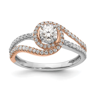 Buy High-Quality 14K White & Rose Gold Halo Engagement Ring Semi-Mount