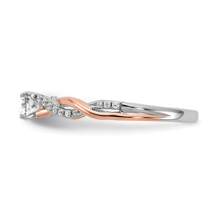 Buy Stylish 14K White & Rose Gold Criss-Cross Engagement Ring - 1/4 Carat-3