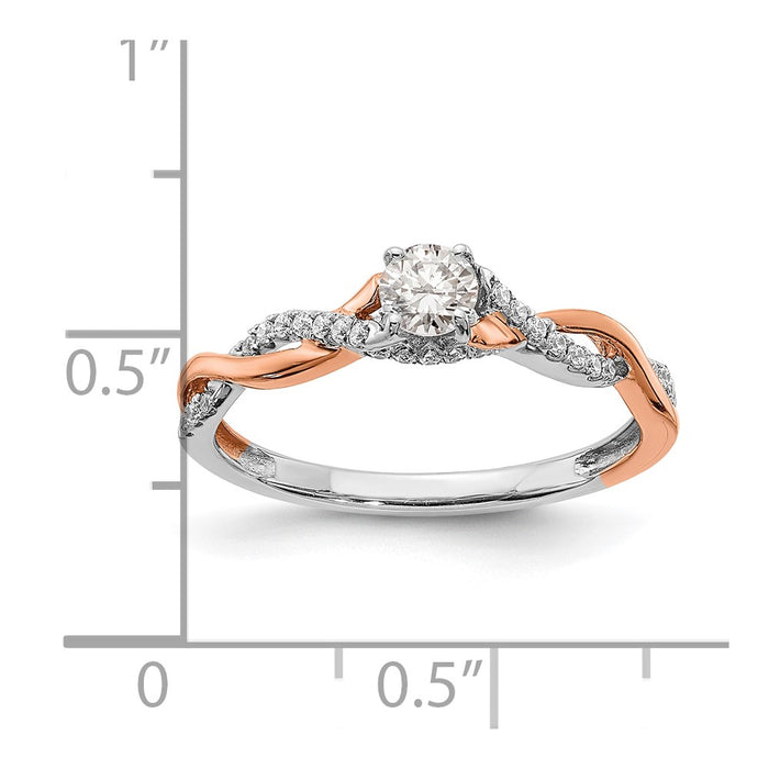 Buy Stylish 14K White & Rose Gold Criss-Cross Engagement Ring - 1/4 Carat-7