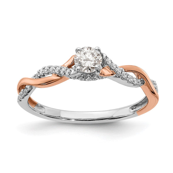 Buy Stylish 14K White & Rose Gold Criss-Cross Engagement Ring - 1/4 Carat