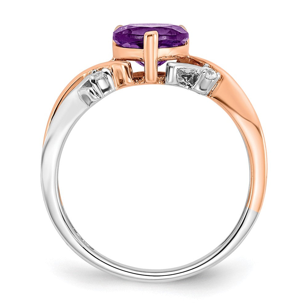 Buy Exclusive 14K Two-Tone Heart-Shaped Amethyst & Diamond Ring - Stylish Value