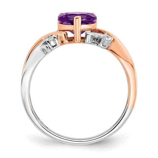 Buy Exclusive 14K Two-Tone Heart-Shaped Amethyst & Diamond Ring - Stylish Value
