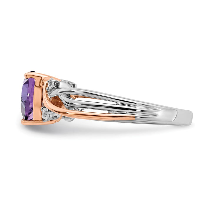 Buy Exclusive 14K Two-Tone Heart-Shaped Amethyst & Diamond Ring - Stylish Value-3