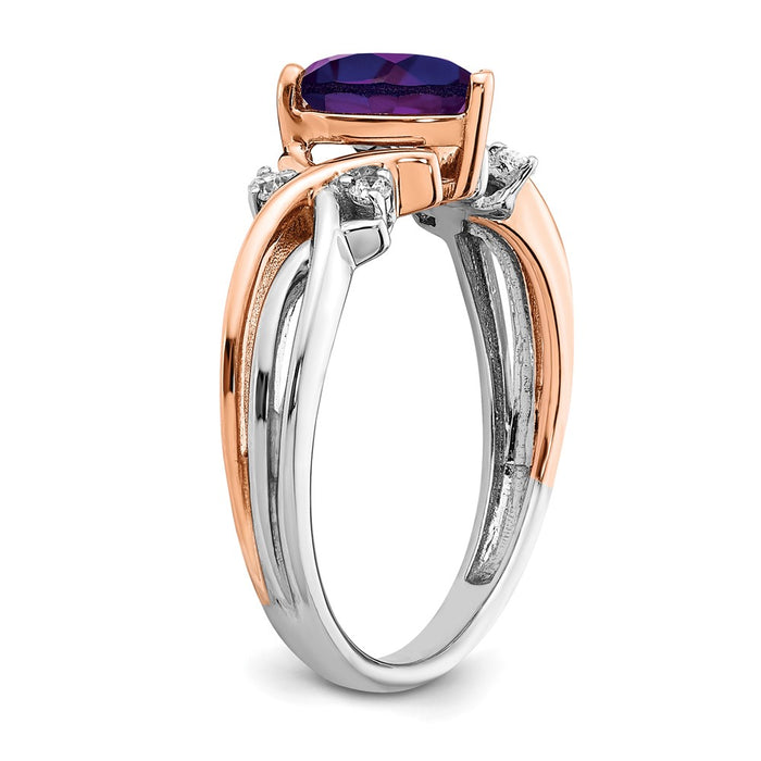 Buy Exclusive 14K Two-Tone Heart-Shaped Amethyst & Diamond Ring - Stylish Value-6