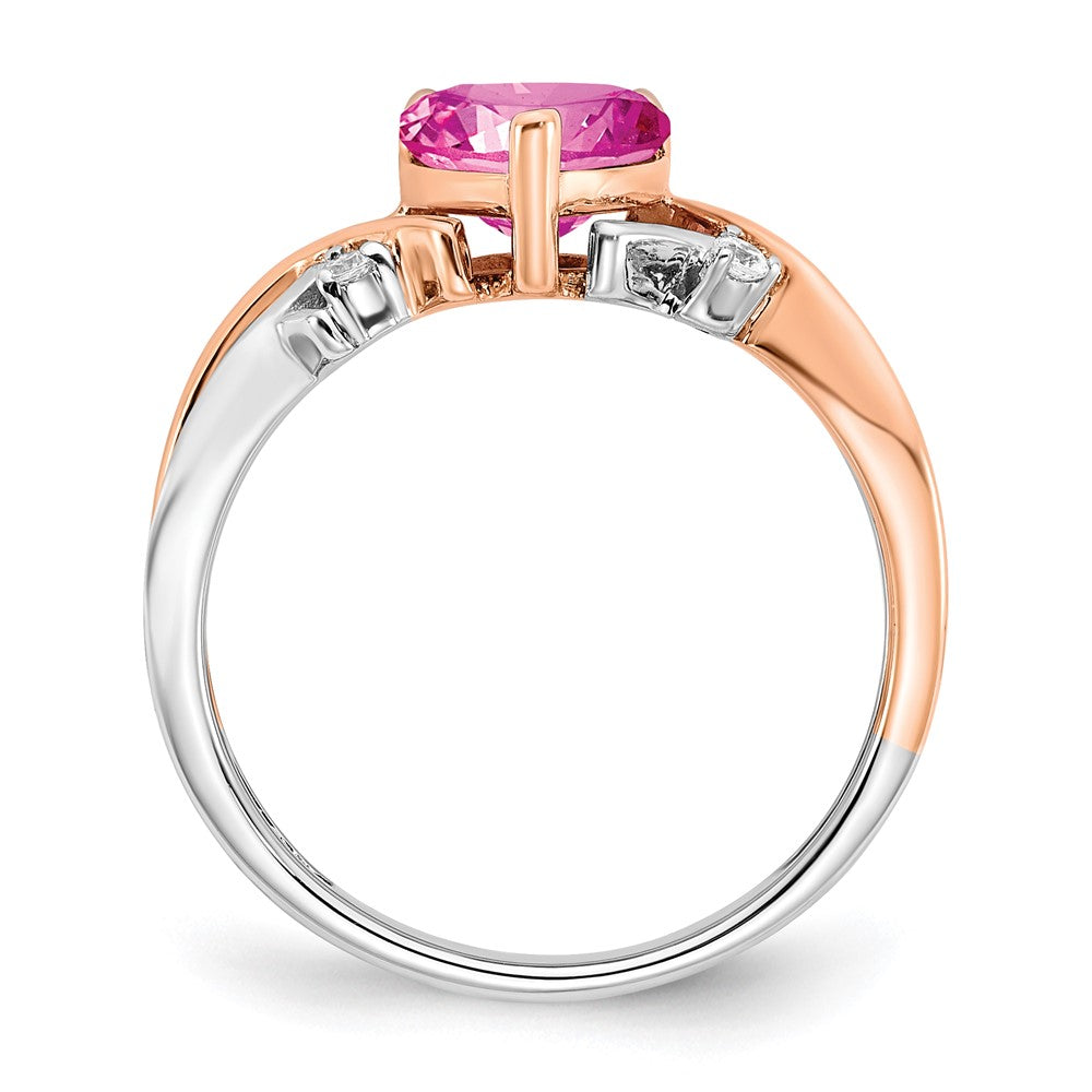 Exclusive 14K Two-Tone Heart Ring with Pink Sapphire & Diamonds - Affordable Luxury