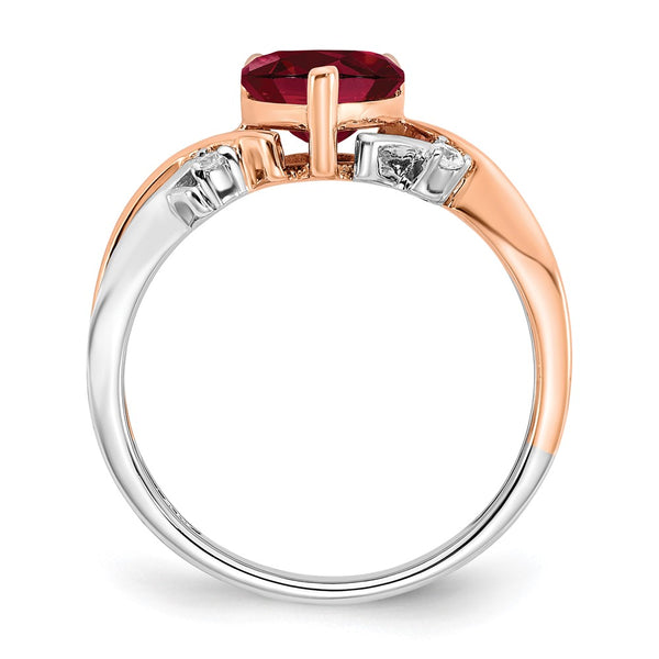 14K Two-Tone Heart-Shaped Ruby & Diamond Ring - 1.5 Carats