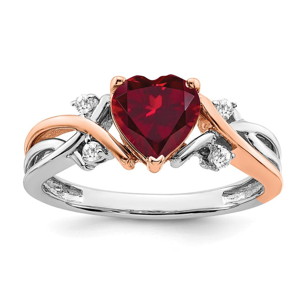 14K Two-Tone Heart-Shaped Ruby & Diamond Ring - 1.5 Carats
