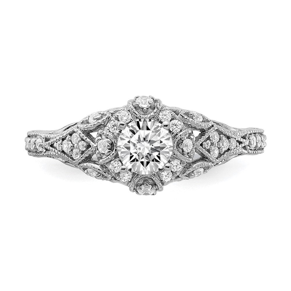 Exclusive 14K White Gold Semi-Mount Engagement Ring, 1/5 Carat Diamonds, Affordable Price