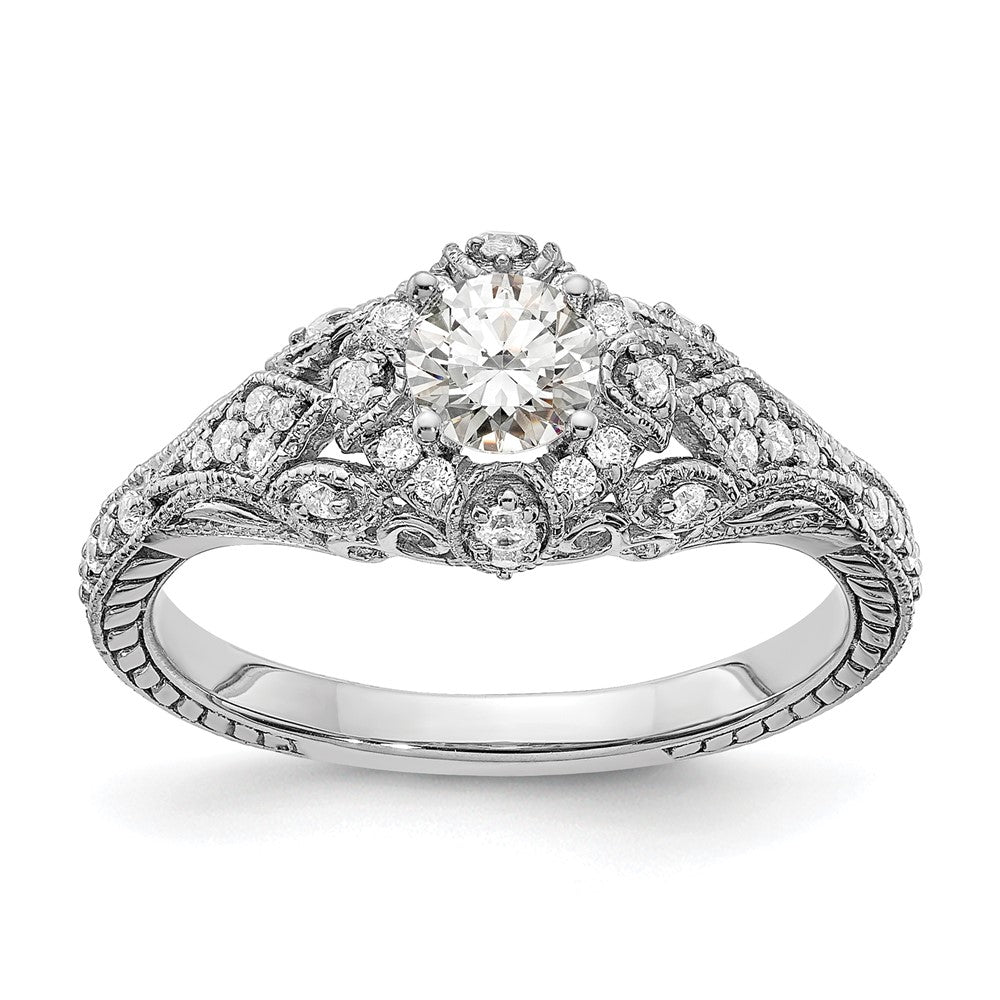 Exclusive 14K White Gold Semi-Mount Engagement Ring, 1/5 Carat Diamonds, Affordable Price