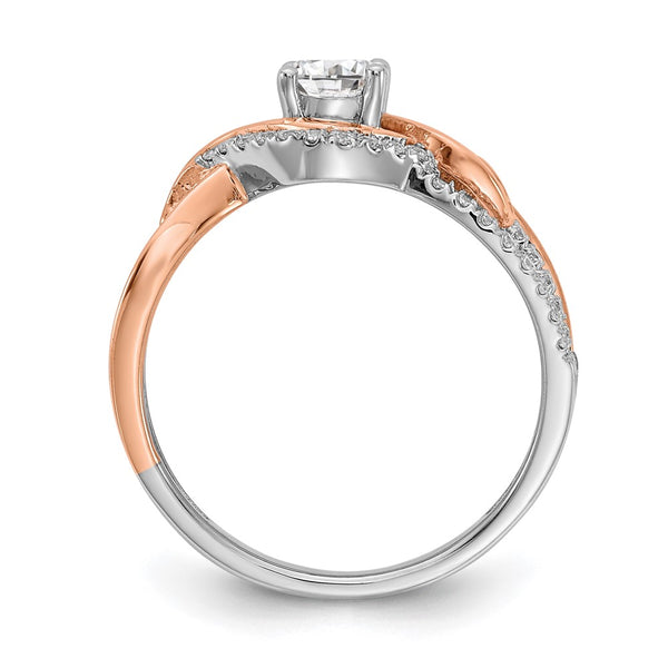 14K White & Rose Gold Criss-Cross Engagement Ring - 1/2 Carat