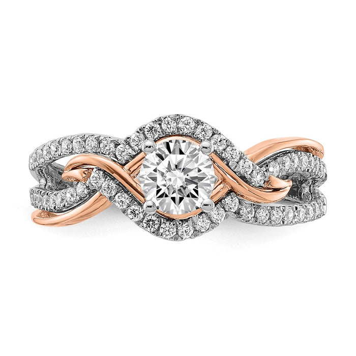Buy Exclusive 14K White & Rose Gold Criss-Cross Engagement Ring - 1/2 Carat-4