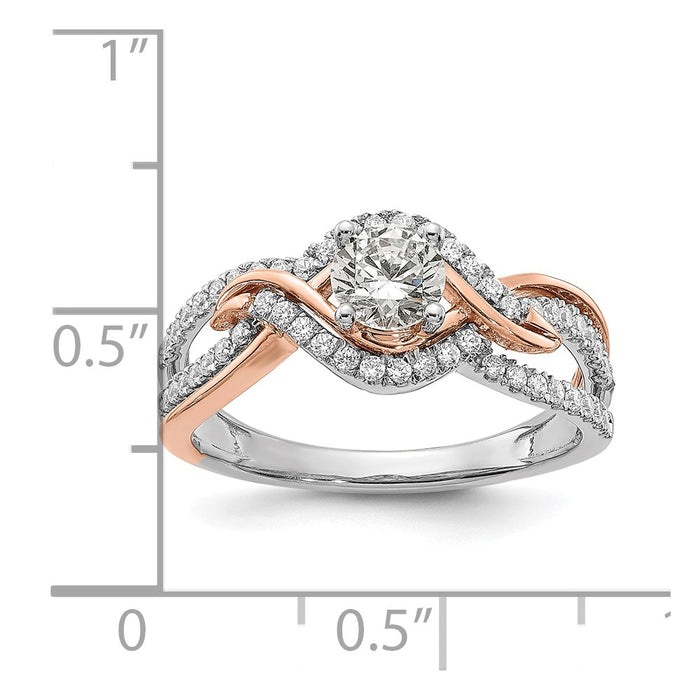 Buy Exclusive 14K White & Rose Gold Criss-Cross Engagement Ring - 1/2 Carat-7