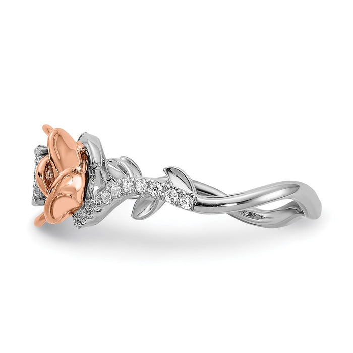 Buy 14K White & Rose Gold Floral Engagement Ring, 1/4 Carat Diamond - Stylish Value!-3
