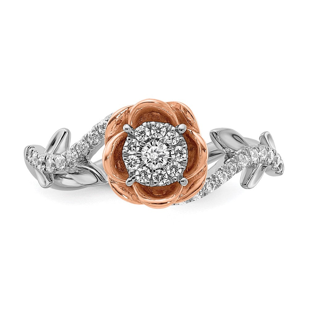 Buy 14K White & Rose Gold Floral Engagement Ring, 1/4 Carat Diamond - Stylish Value!