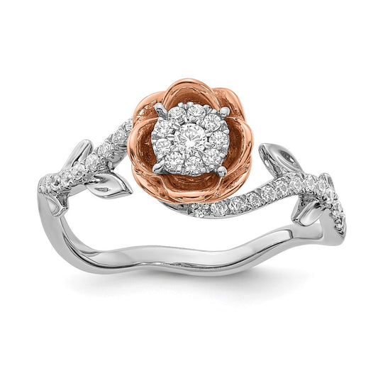 Buy 14K White & Rose Gold Floral Engagement Ring, 1/4 Carat Diamond - Stylish Value!