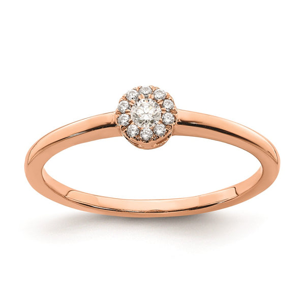 14K Rose Gold Halo Engagement Ring, 1/10 Carat Diamond