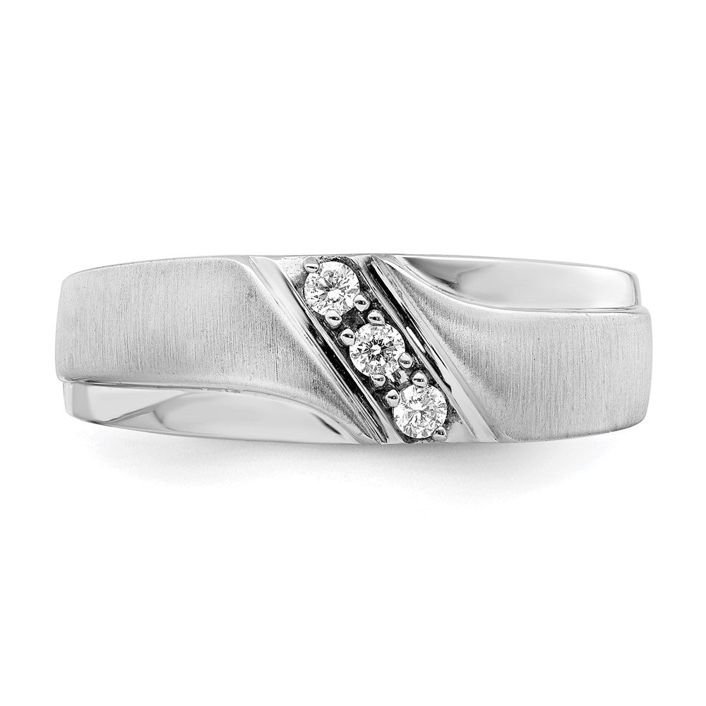 Buy Stylish Men's 14k White Gold 3-Stone Diamond Band - 1/8 Carat Value