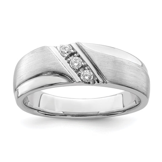Buy Stylish Men's 14k White Gold 3-Stone Diamond Band - 1/8 Carat Value