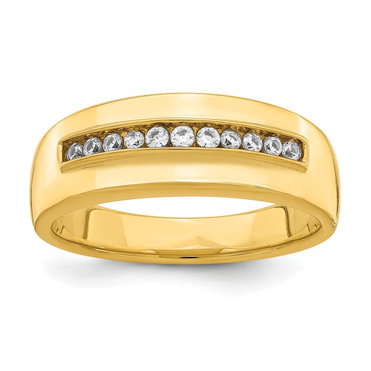 Exclusive 14K Gold Men's Channel Band with 11 Diamonds, 1/4 Carat Total Weight