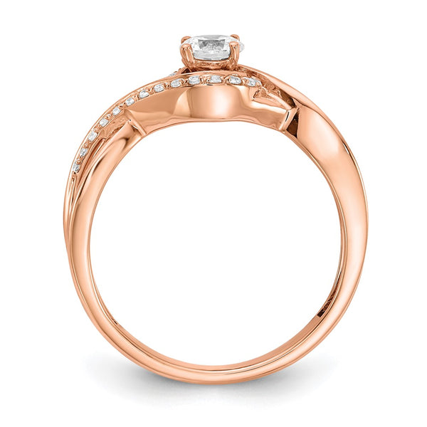 14K Rose Gold Criss-Cross Engagement Ring - 1/3 Carat Center