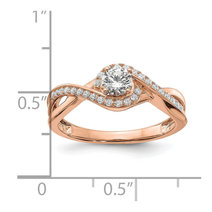 Buy 14K Rose Gold Criss-Cross Engagement Ring | 1/3 Carat Center | Stylish Value-7