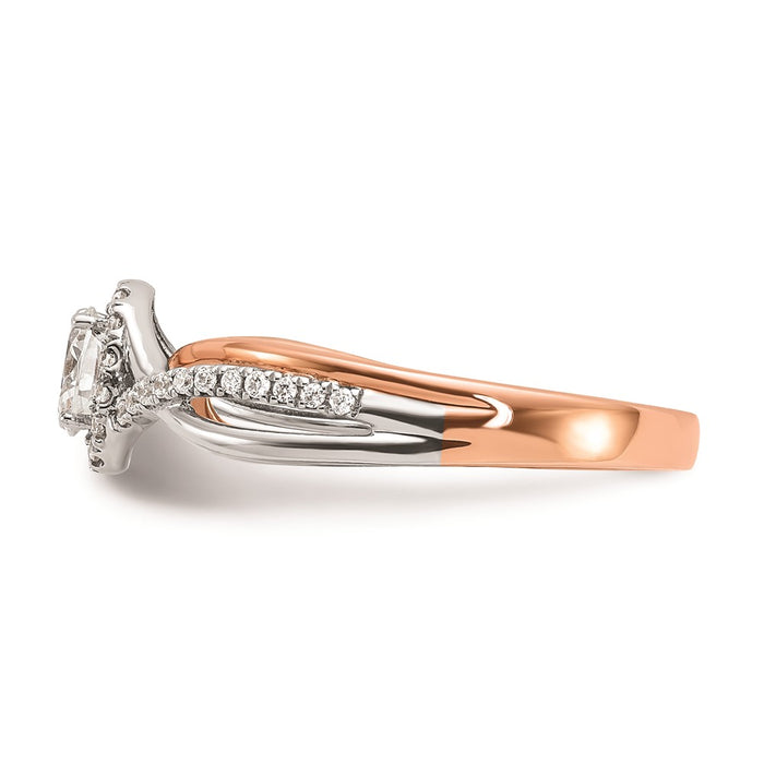 Buy 14K Two-Tone Oval Halo Diamond Semi-Mount Ring Setting | Stylish Value!-3