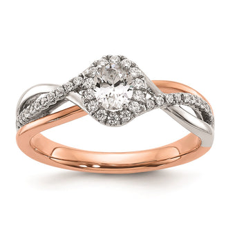 Buy 14K Two-Tone Oval Halo Diamond Semi-Mount Ring Setting | Stylish Value!