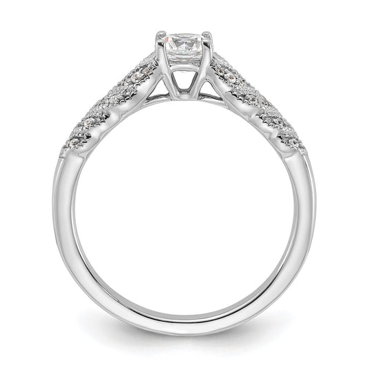 Buy Stylish 14K White Gold Leaf-Inspired Diamond Semi-Mount Ring - 1.0 ct
