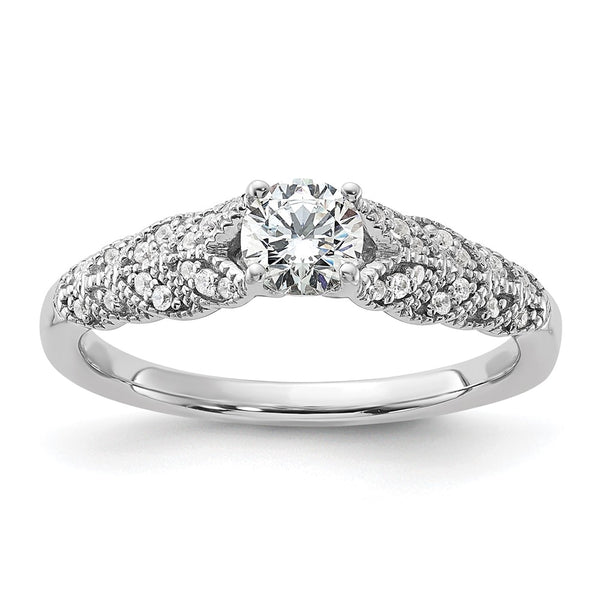 14K White Gold Leaf-Inspired Diamond Semi-Mount Ring - 1.0 ct