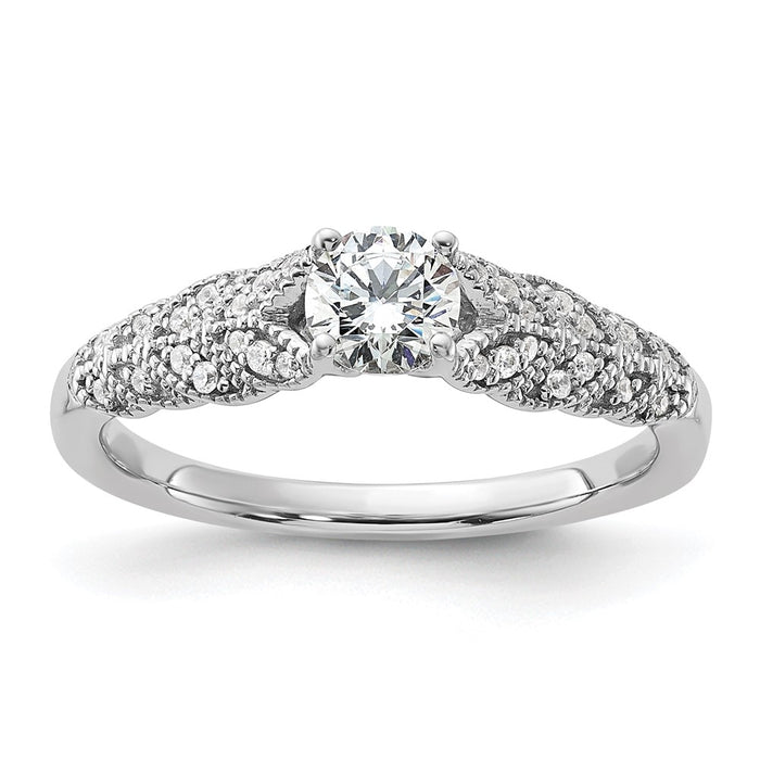Buy Stylish 14K White Gold Leaf-Inspired Diamond Semi-Mount Ring - 1.0 ct-1