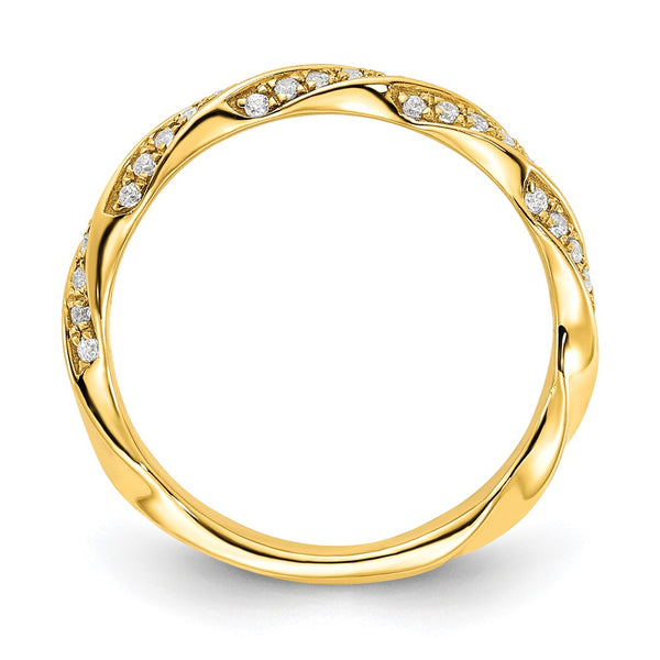 14K Twisted Diamond Wedding Band - 1/5 Carat Total Weight