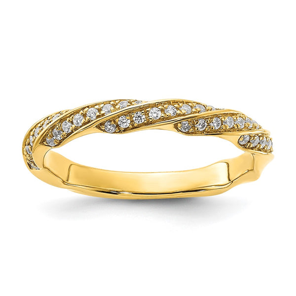 14K Twisted Diamond Wedding Band - 1/5 Carat Total Weight