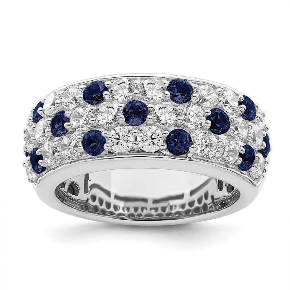 Exclusive 14K White Gold Ring with 1.5 Carat Lab-Grown Diamond & Blue Sapphire - Affordable Luxury!