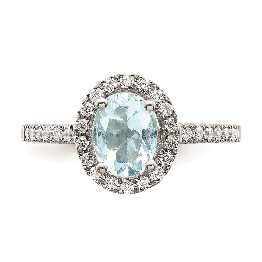 High-Quality 14K Gold Halo Engagement Ring with 8x6mm Aquamarine & Diamonds
