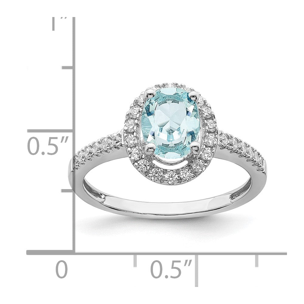 High-Quality 14K Gold Halo Engagement Ring with 8x6mm Aquamarine & Diamonds
