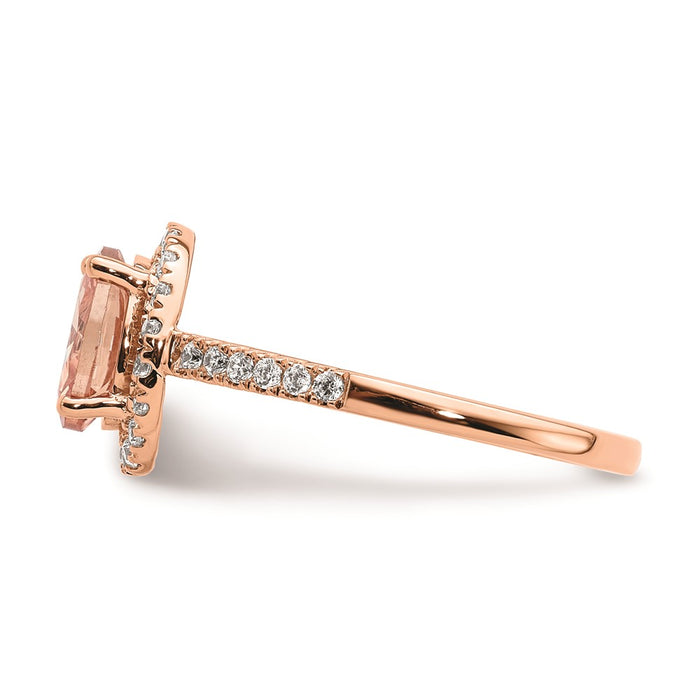 Exclusive 14K Rose Gold Halo Engagement Ring with 8x6 Oval Morganite & Diamonds-3